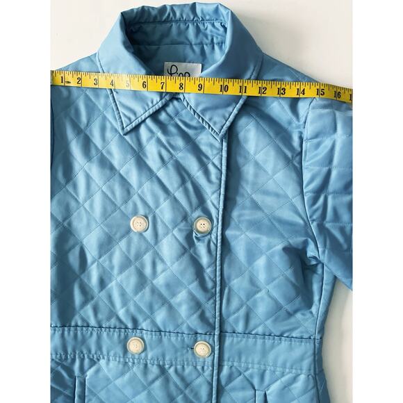 Lilly Pulitzer Quilted Pea Coat Women S Blue Double Breast Lightweight Comfy - Picture 3 of 9